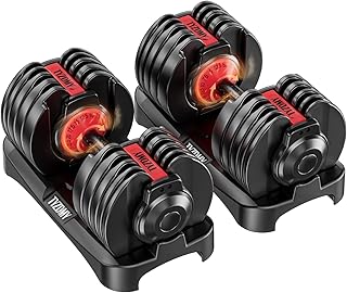 Adjustable dumbbells with dial/twist adjustment on Amazon